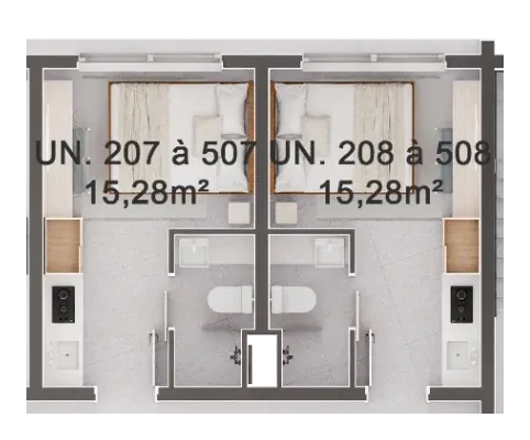 Planta — Studio para 2 hóspedes